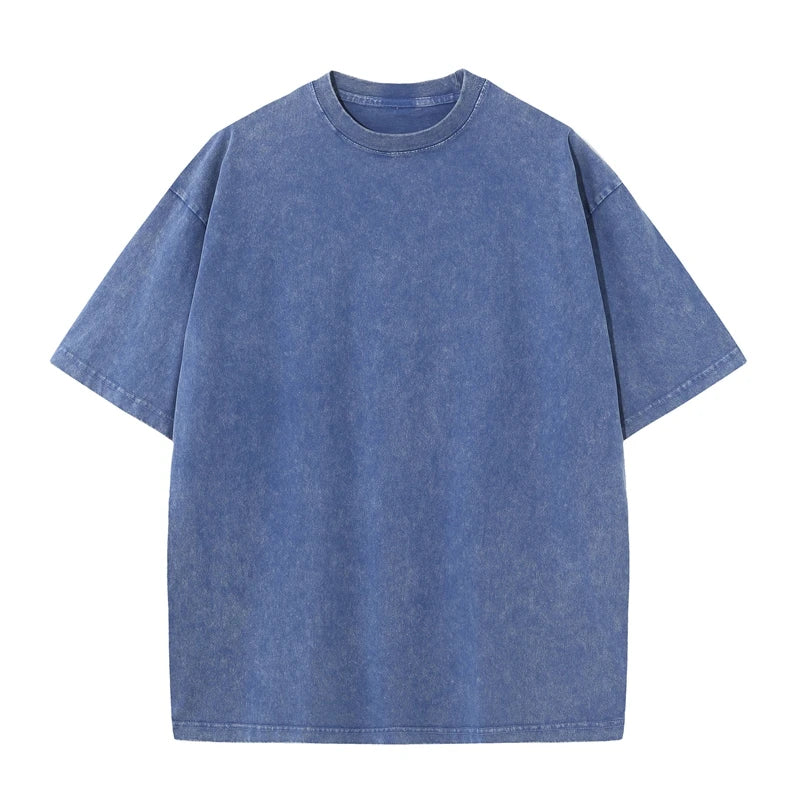 Washed Vintage T-Shirts Men's Street Hip Hop Retro Punk T Shirt Harajuku Casual 250gsm Cotton Short Sleeve Acid Wash TShirts Top