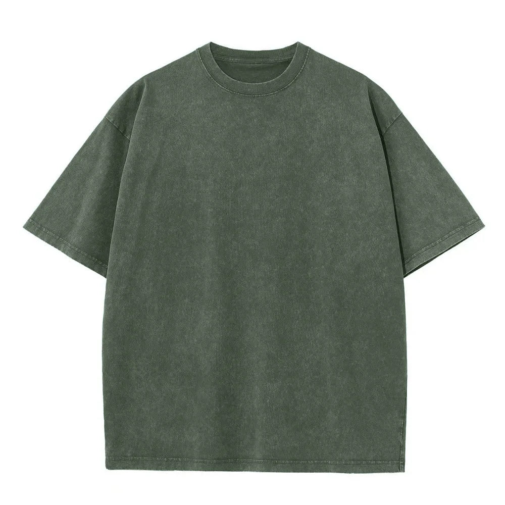 Washed Vintage T-Shirts Men's Street Hip Hop Retro Punk T Shirt Harajuku Casual 250gsm Cotton Short Sleeve Acid Wash TShirts Top