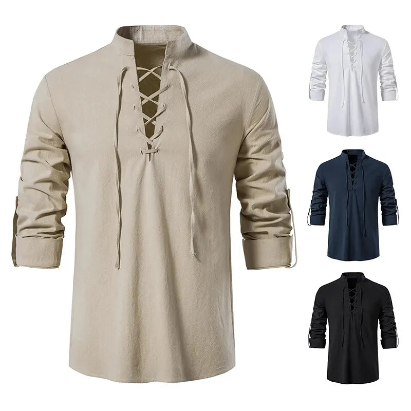 King Billion Men's Shirts Casual Men Cotton Linen Long Sleeve T-shirt |