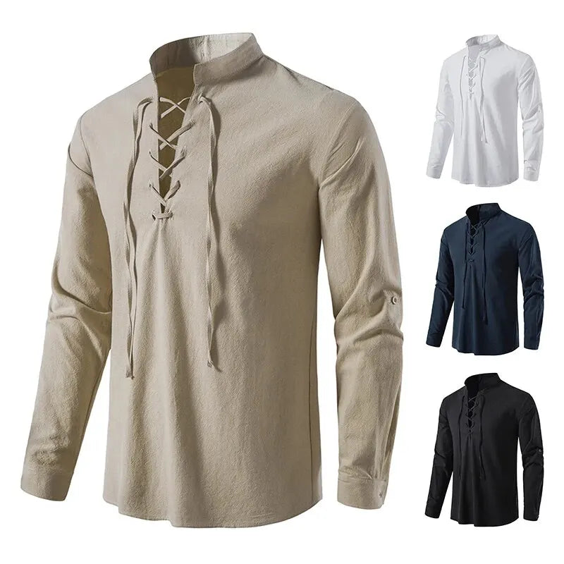 King Billion Men's Shirts Casual Men Cotton Linen Long Sleeve T-shirt |