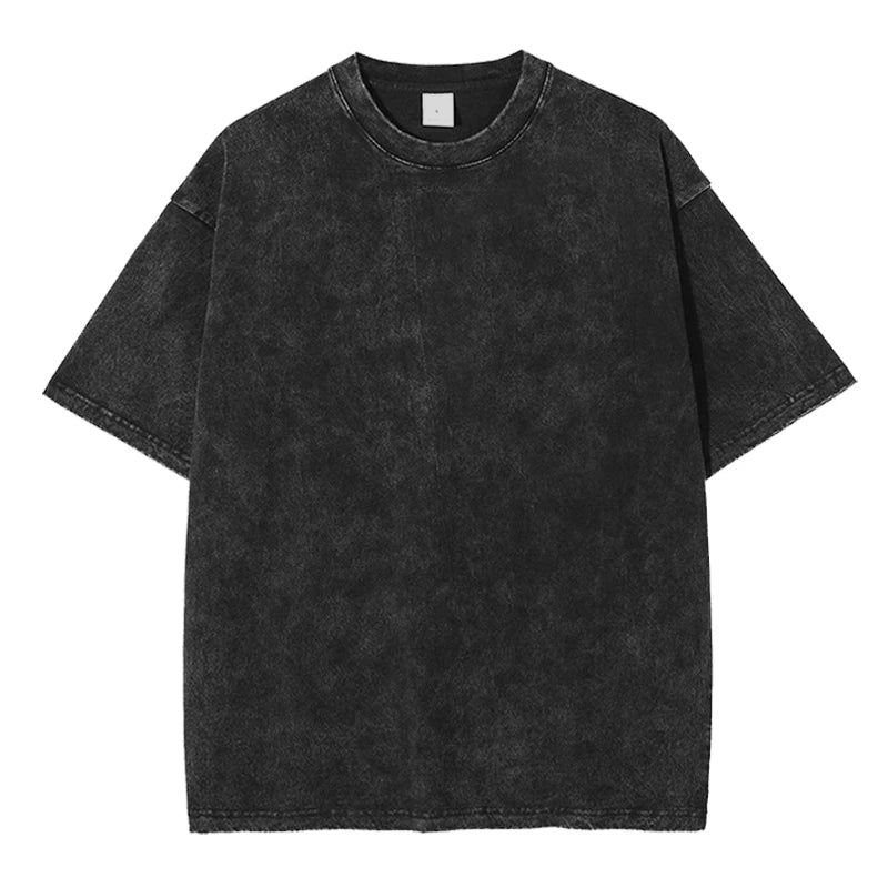 Washed Vintage T-Shirts Men's Street Hip Hop Retro Punk T Shirt Harajuku Casual 250gsm Cotton Short Sleeve Acid Wash TShirts Top