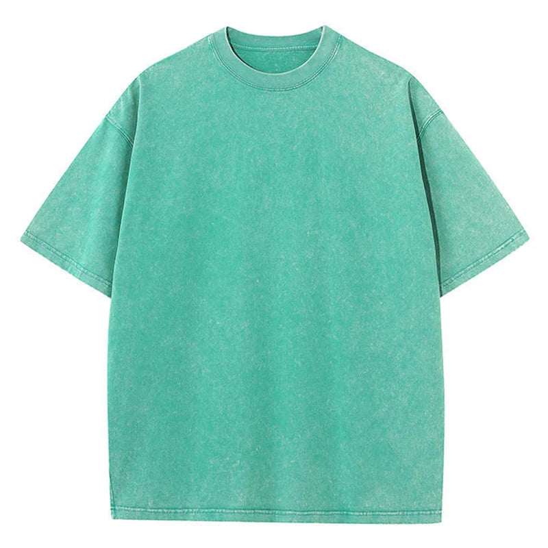Washed Vintage T-Shirts Men's Street Hip Hop Retro Punk T Shirt Harajuku Casual 250gsm Cotton Short Sleeve Acid Wash TShirts Top