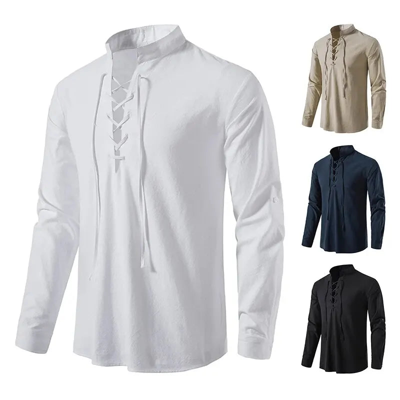 King Billion Men's Shirts Casual Men Cotton Linen Long Sleeve T-shirt |