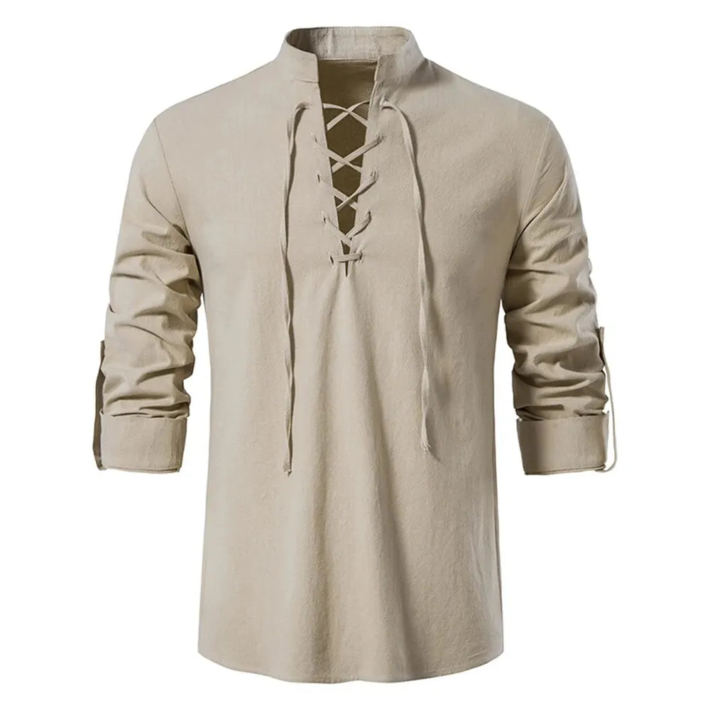 King Billion Men's Shirts Casual Men Cotton Linen Long Sleeve T-shirt |