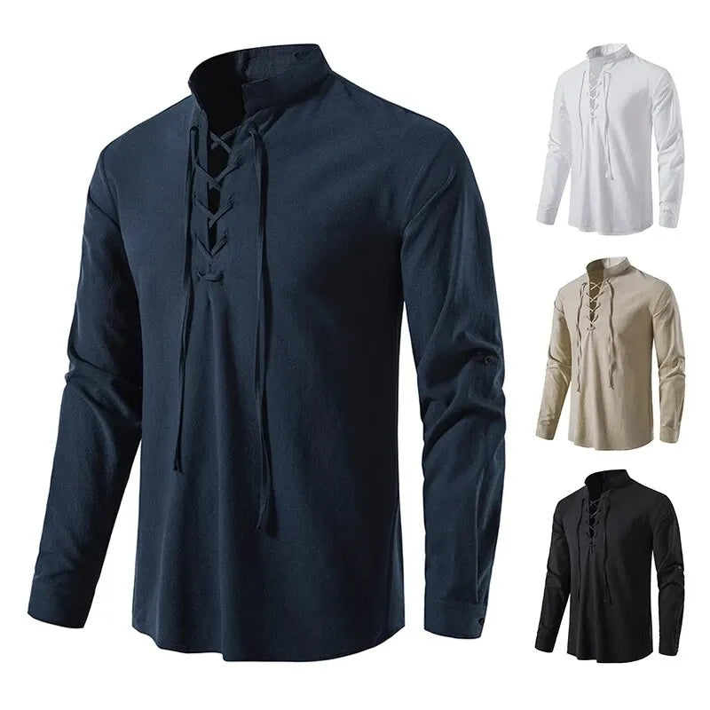 King Billion Men's Shirts Casual Men Cotton Linen Long Sleeve T-shirt |