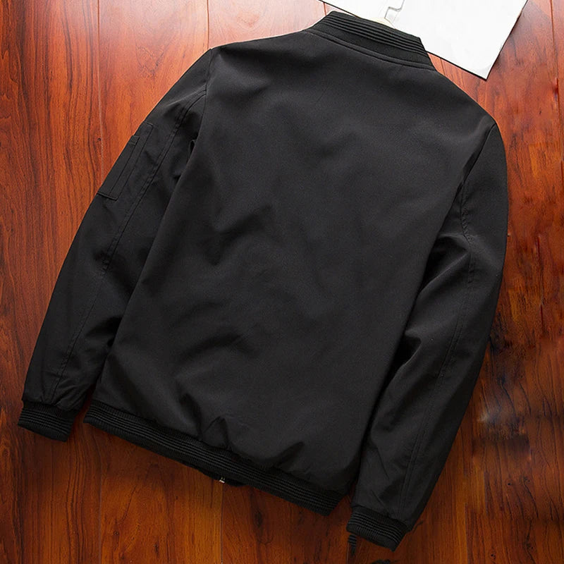 Men Bomber Jacket Thin Slim Long Sleeve